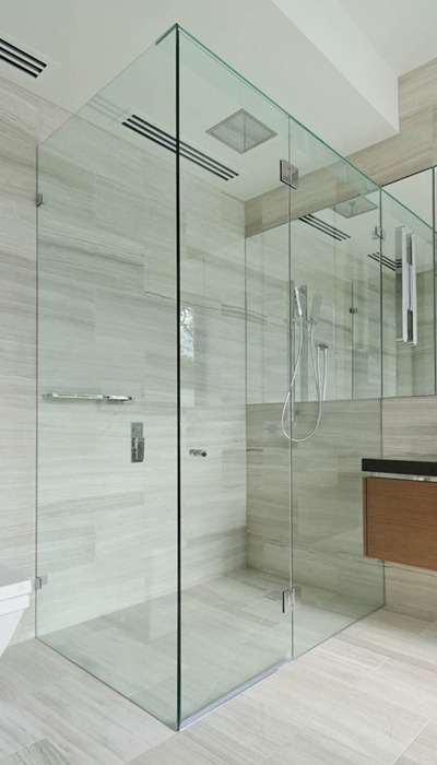 Corner Hinged Frameless Shower Screens