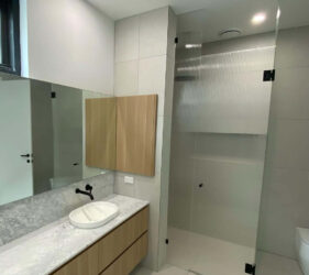 reeded crystal clear glass shower screen - Frameless Impressions