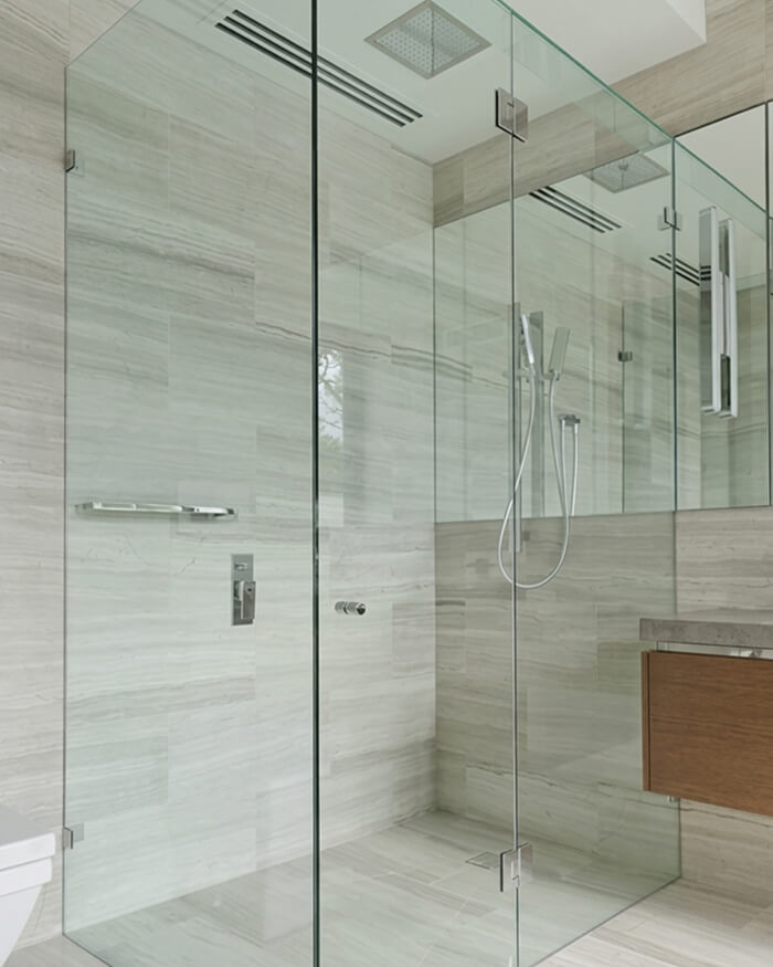 corner hinged glass shower screen