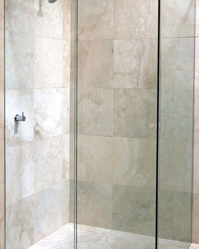 corner slider glass shower screen