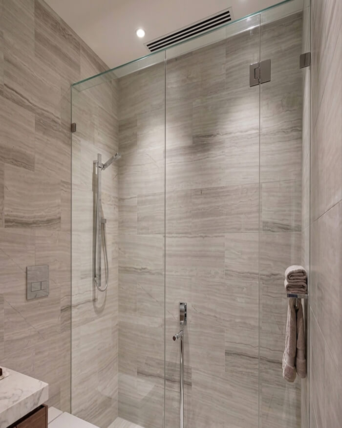 inline hinged glass shower screen