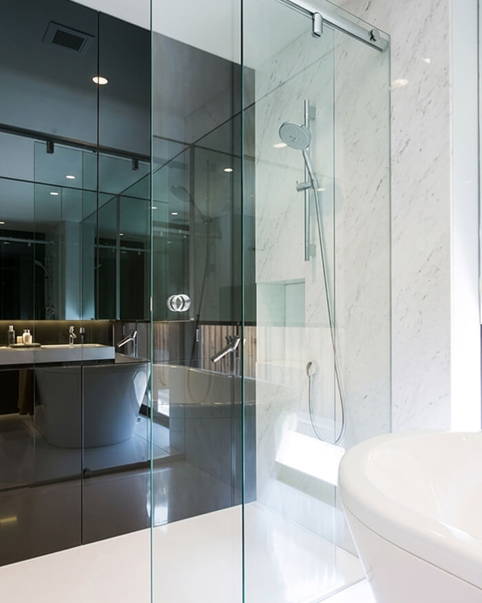 inline slider glass shower screen